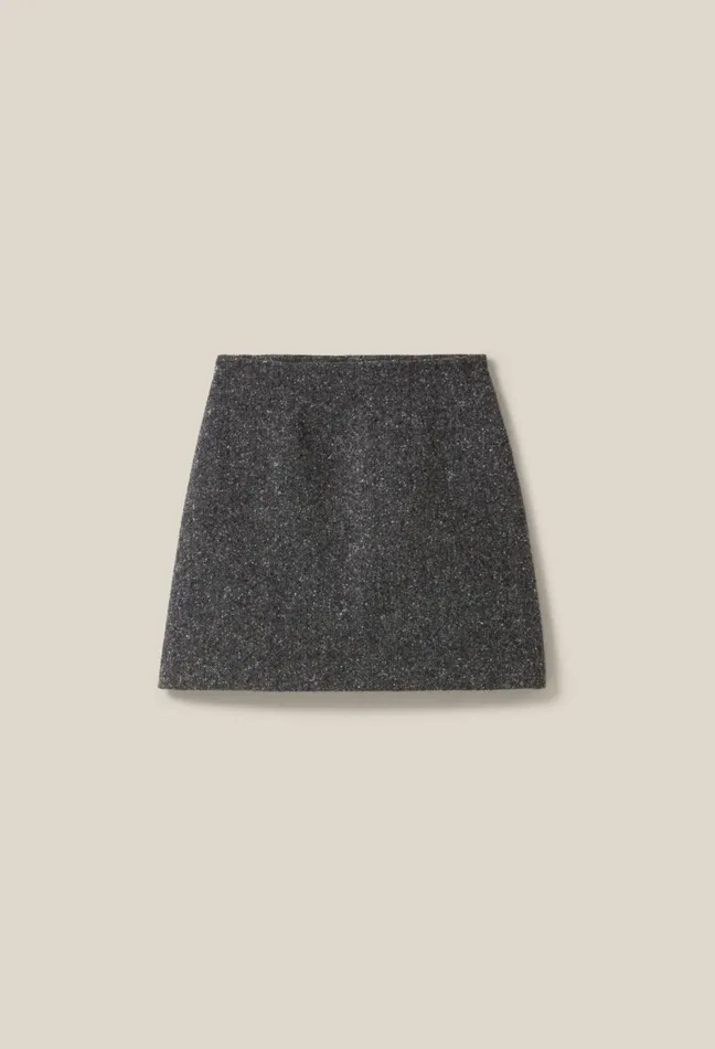 Claudie Pierlot Mixed Wool Skirt Mottled Grey Women Skirts And Shorts Claudie Pierlot Mixed Wool Skirt Mottled Grey Women Skirts And Shorts