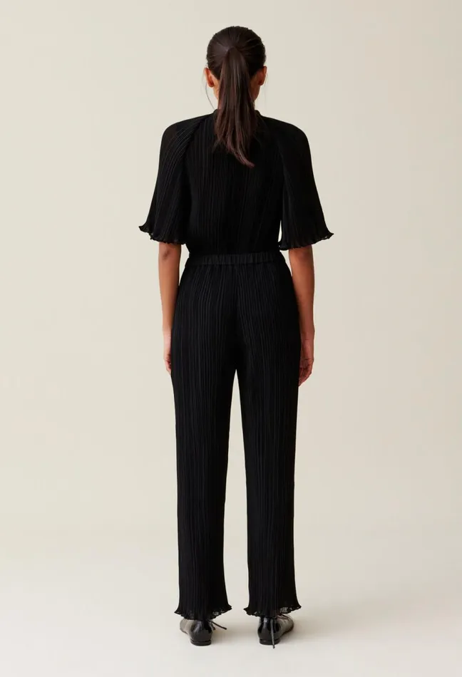Claudie Pierlot Pleated Flowy Ruffle Trousers Black Women Jeans And Trousers Claudie Pierlot Pleated Flowy Ruffle Trousers Black Women Jeans And Trousers