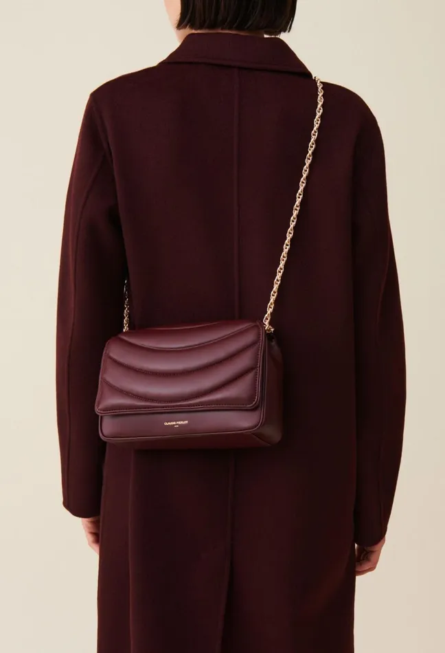 Claudie Pierlot Quilted Leather Alba Bag Burgundy Women Crossbody Bags