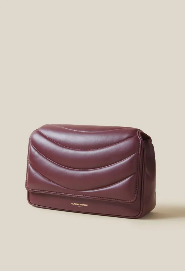 Claudie Pierlot Quilted Leather Alba Bag Burgundy Women Crossbody Bags Claudie Pierlot Quilted Leather Alba Bag Burgundy Women Crossbody Bags