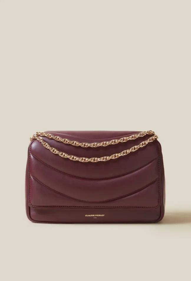 Claudie Pierlot Quilted Leather Alba Bag Burgundy Women Crossbody Bags Claudie Pierlot Quilted Leather Alba Bag Burgundy Women Crossbody Bags