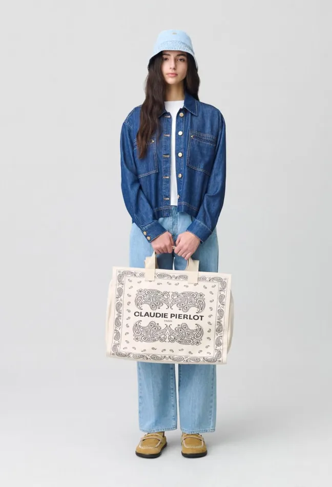 Claudie Pierlot Recycled Cotton Tote Bag Multicolored Women Shoulder Bags