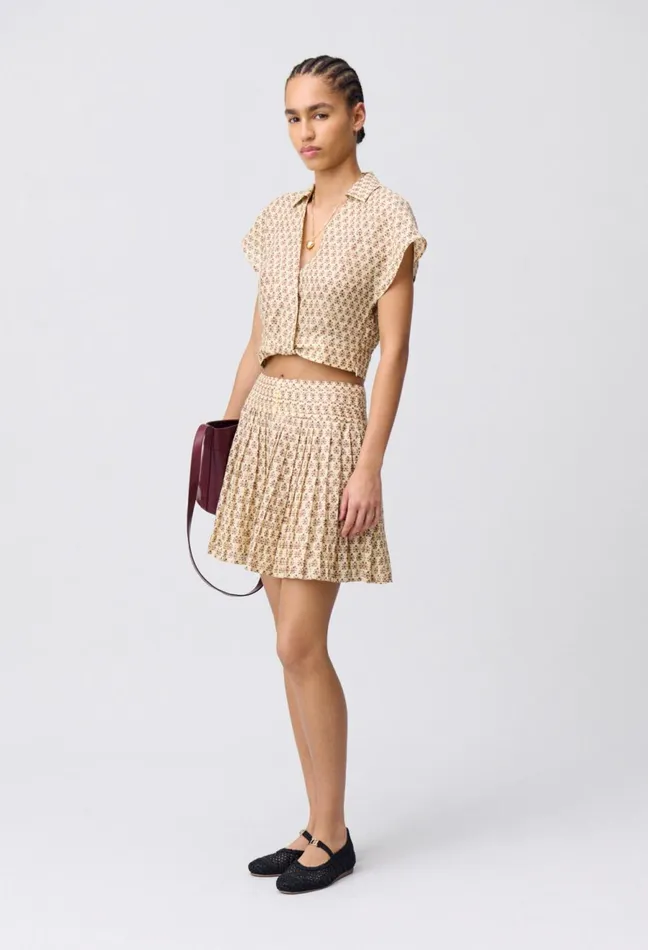 Claudie Pierlot Short Fluid Shirt Light Print Women Tops And Shirts