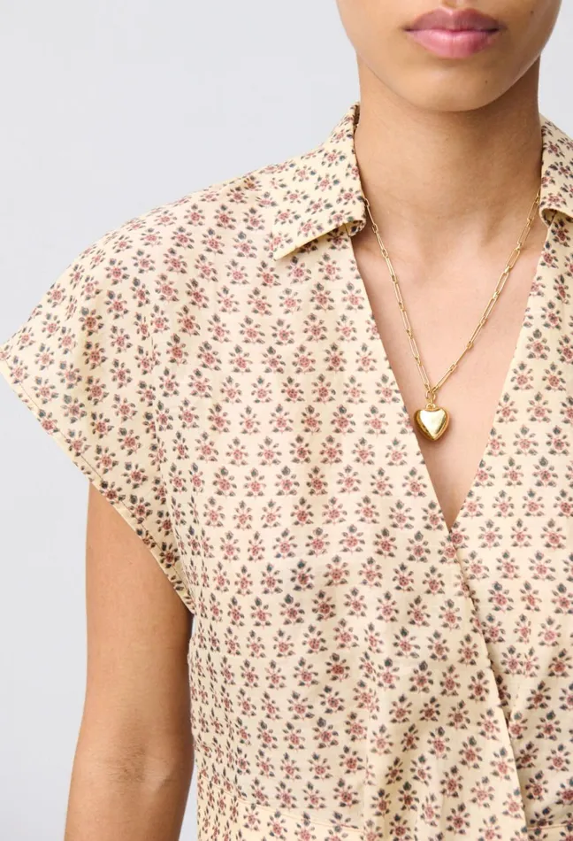 Claudie Pierlot Short Fluid Shirt Light Print Women Tops And Shirts Claudie Pierlot Short Fluid Shirt Light Print Women Tops And Shirts
