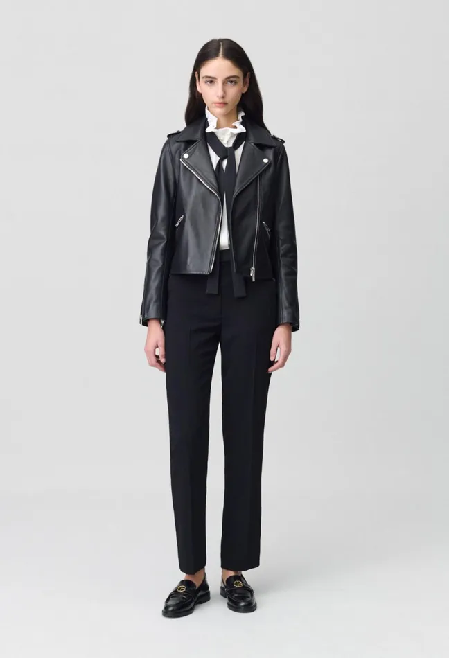 Claudie Pierlot Smooth Leather Jacket Black Women Jackets