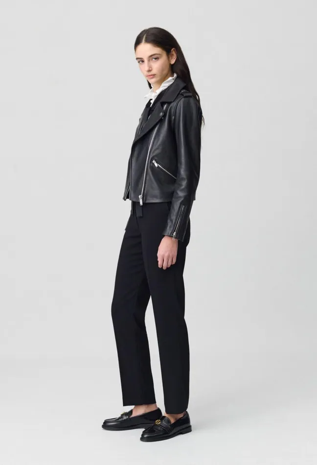 Claudie Pierlot Smooth Leather Jacket Black Women Jackets