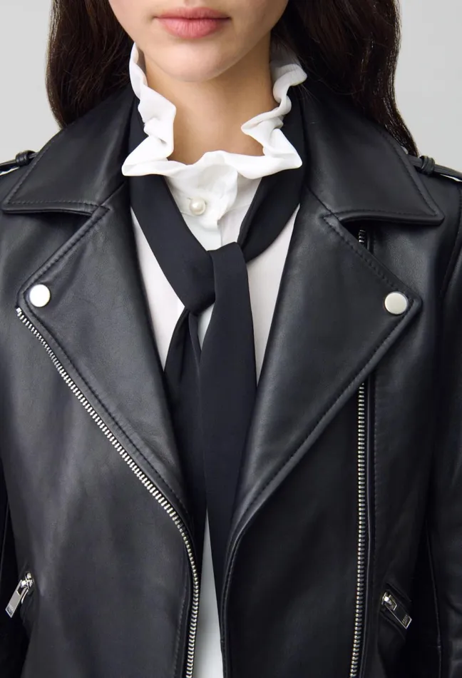 Claudie Pierlot Smooth Leather Jacket Black Women Jackets