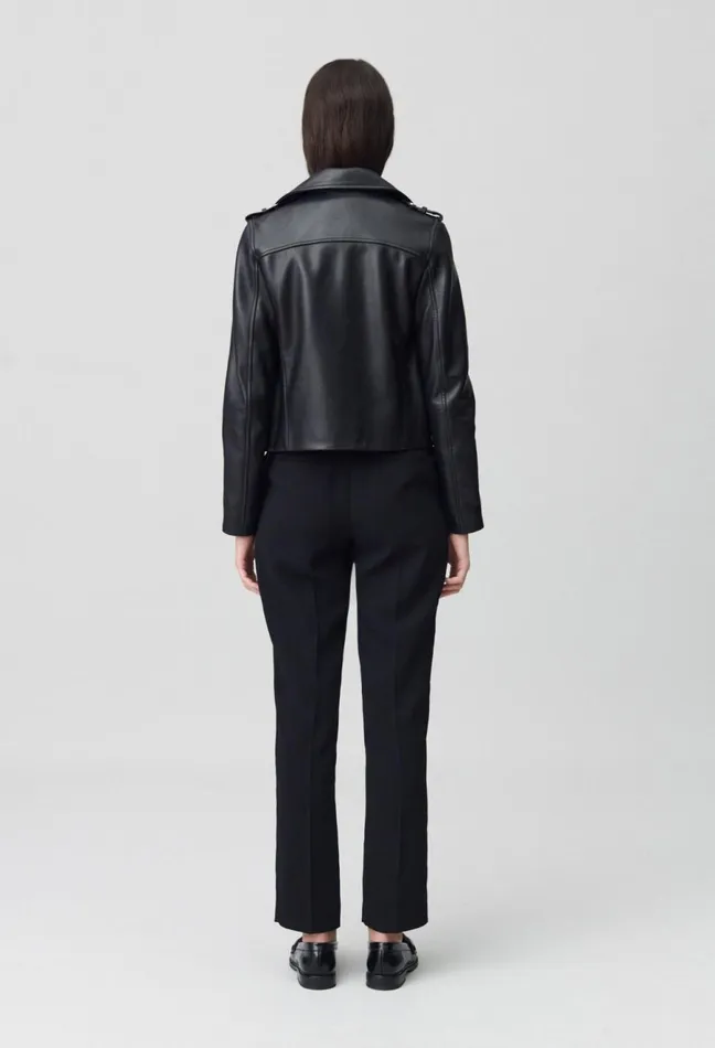 Claudie Pierlot Smooth Leather Jacket Black Women Jackets