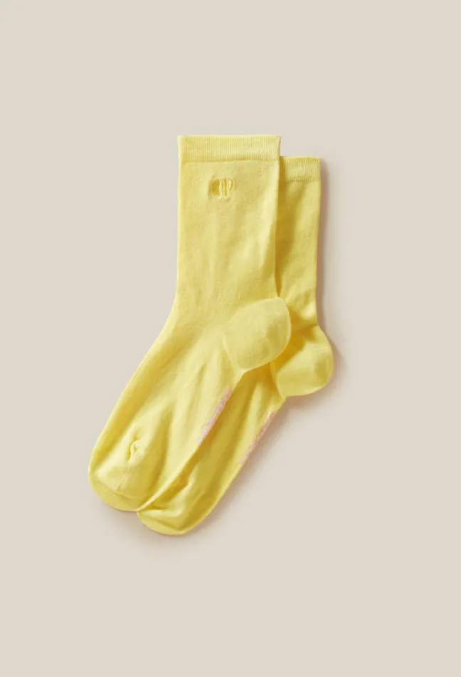 Claudie Pierlot Sock With Cp Monogram Embroidery Yellow Women Socks Claudie Pierlot Sock With Cp Monogram Embroidery Yellow Women Socks
