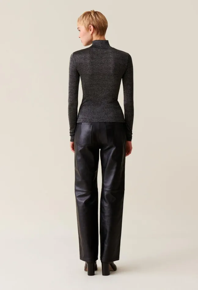 Claudie Pierlot Sparkly Turtleneck Jersey Top Black Women Knitwear And Cardigans Claudie Pierlot Sparkly Turtleneck Jersey Top Black Women Knitwear And Cardigans