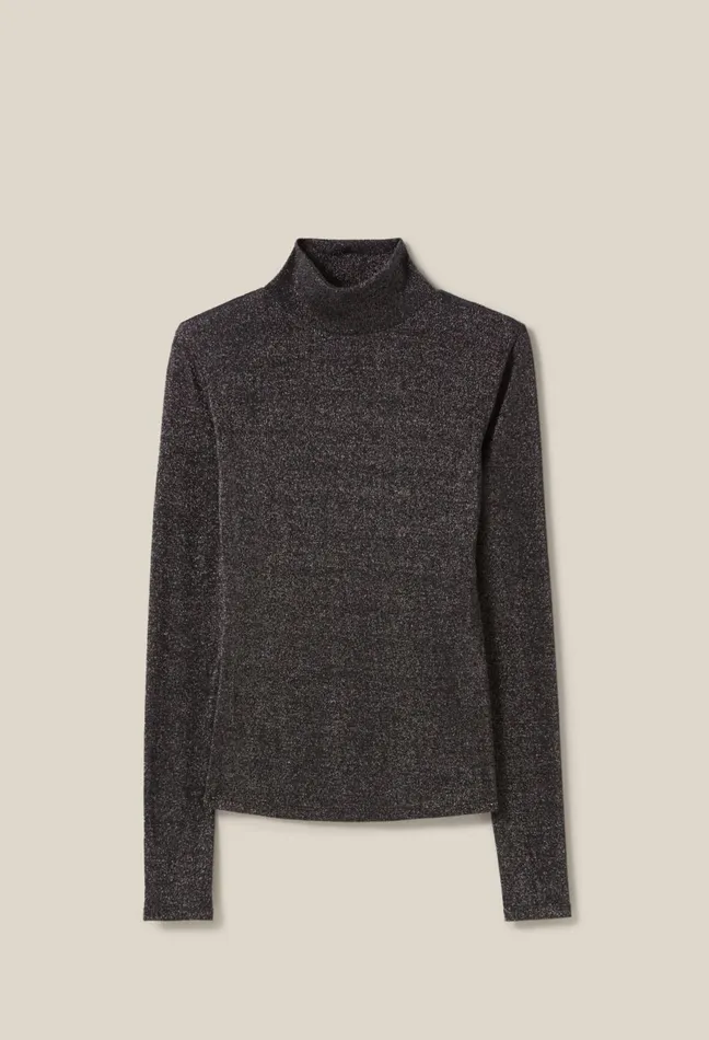 Claudie Pierlot Sparkly Turtleneck Jersey Top Black Women Knitwear And Cardigans Claudie Pierlot Sparkly Turtleneck Jersey Top Black Women Knitwear And Cardigans