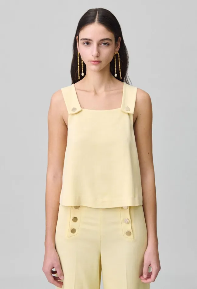 Claudie Pierlot Top Avec Col Carr Straw Women Tops And Shirts Claudie Pierlot Top Avec Col Carr Straw Women Tops And Shirts