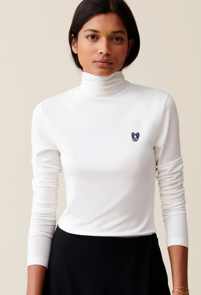 Claudie Pierlot Toto High Neck Top Ecru Women Knitwear And Cardigans