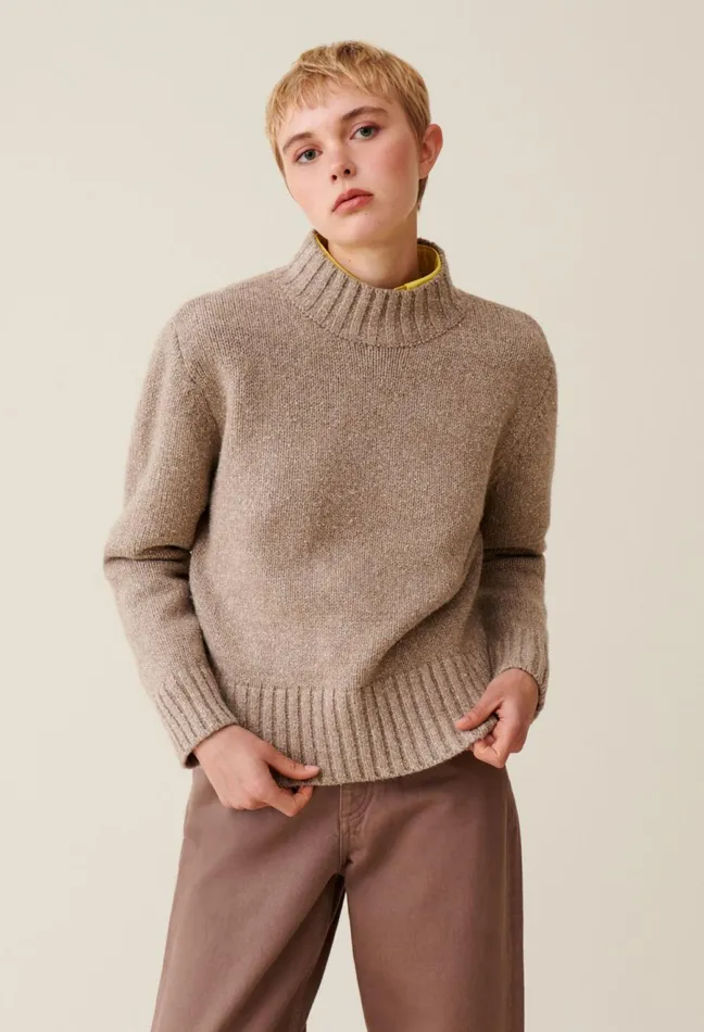 Claudie Pierlot Turtleneck Sweater Beige Women Knitwear And Cardigans