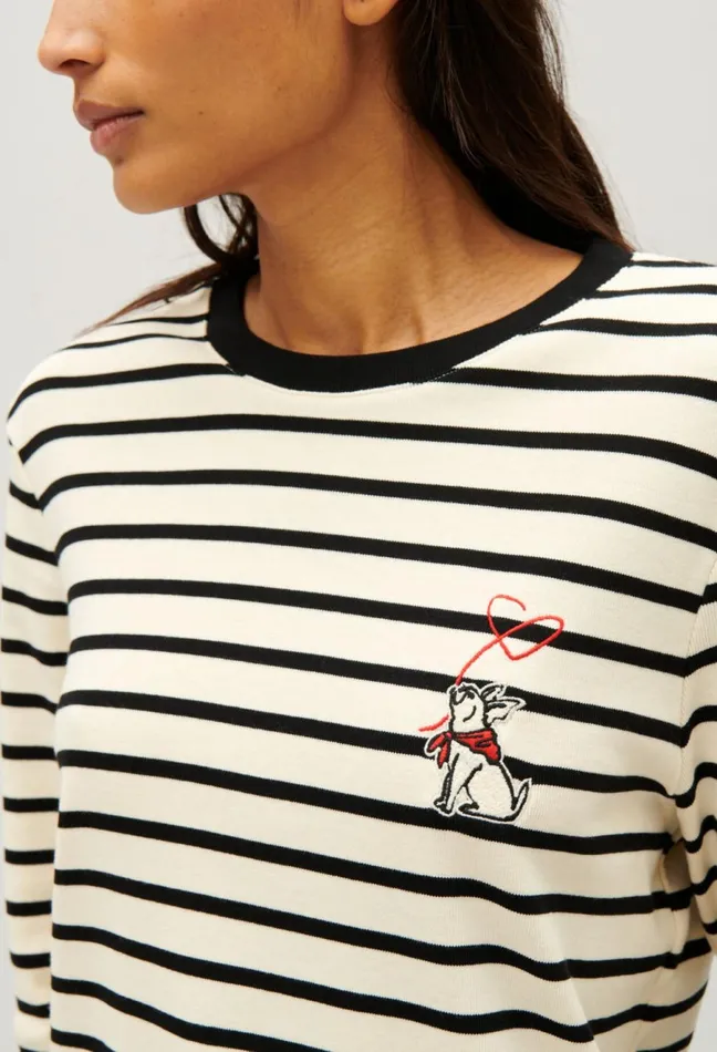 Claudie Pierlot TwoTone Jean Toto Breton TShirt Dualcolor Women Knitwear And Cardigans