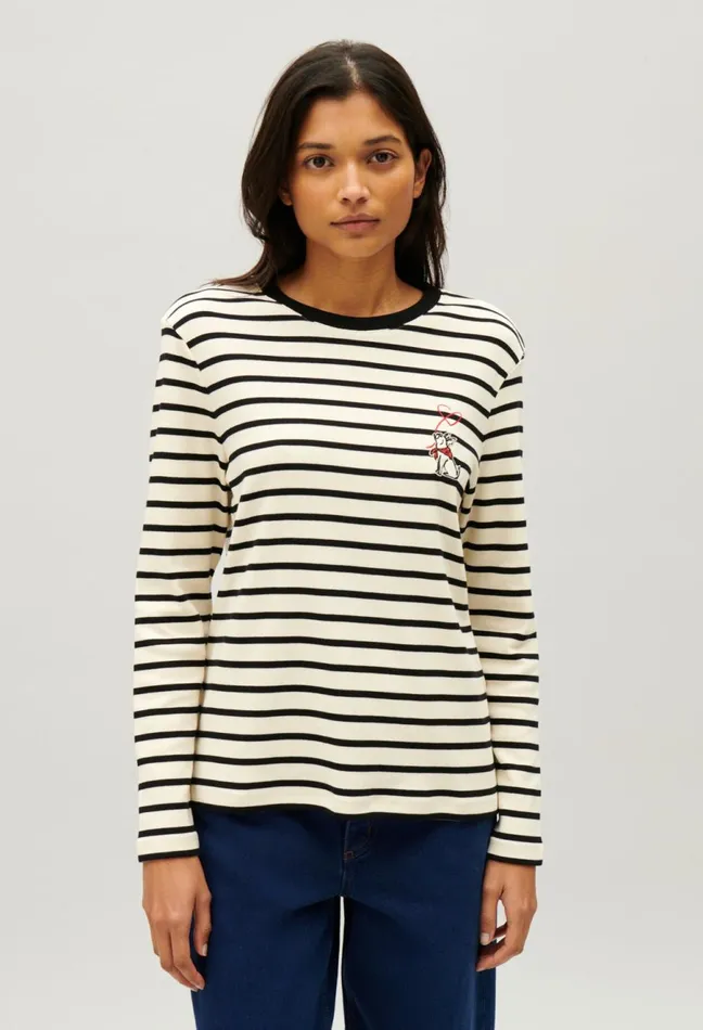 Claudie Pierlot TwoTone Jean Toto Breton TShirt Dualcolor Women Knitwear And Cardigans Claudie Pierlot TwoTone Jean Toto Breton TShirt Dualcolor Women Knitwear And Cardigans