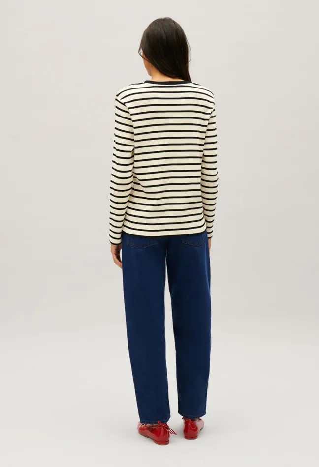 Claudie Pierlot TwoTone Jean Toto Breton TShirt Dualcolor Women Knitwear And Cardigans Claudie Pierlot TwoTone Jean Toto Breton TShirt Dualcolor Women Knitwear And Cardigans