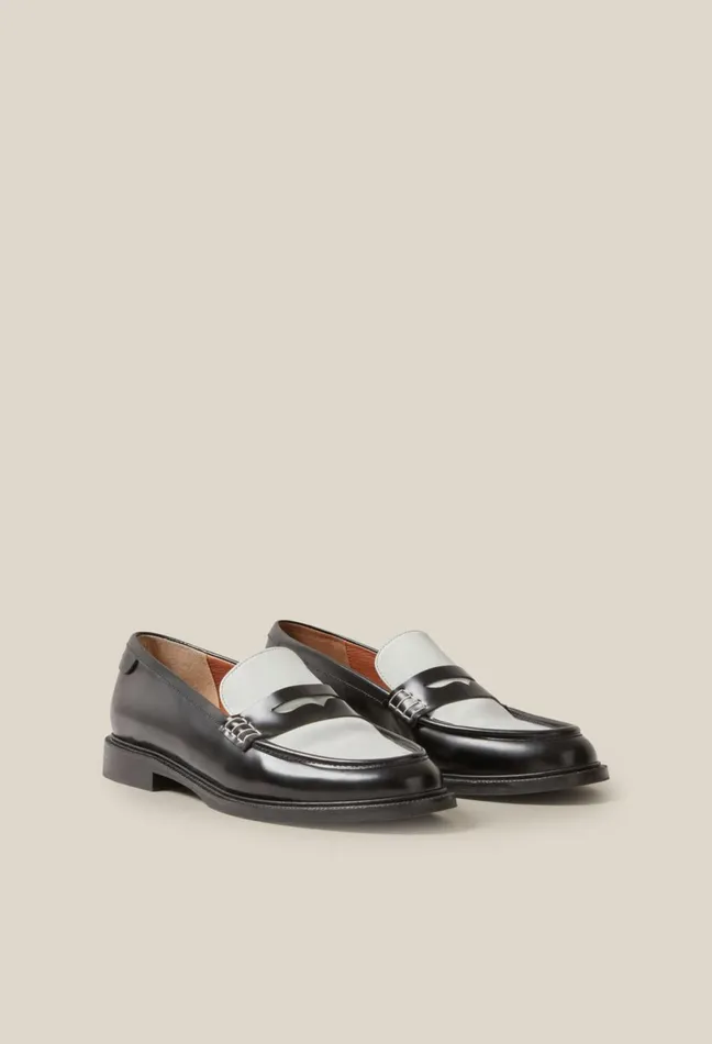 Claudie Pierlot TwoTone Leather Loafers Dualcolor Women Loafers Claudie Pierlot TwoTone Leather Loafers Dualcolor Women Loafers