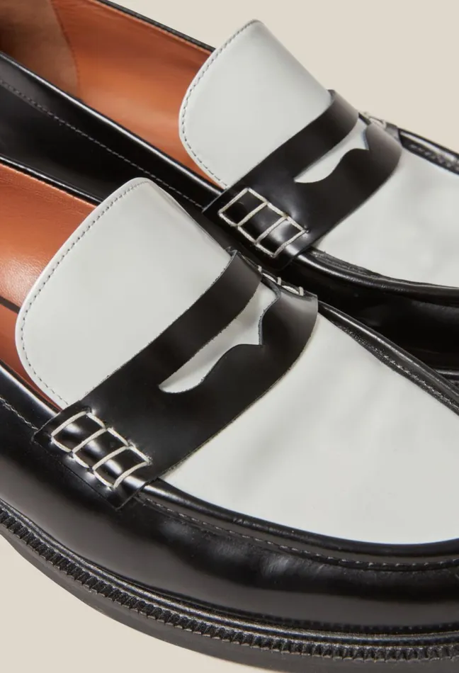 Claudie Pierlot TwoTone Leather Loafers Dualcolor Women Loafers Claudie Pierlot TwoTone Leather Loafers Dualcolor Women Loafers
