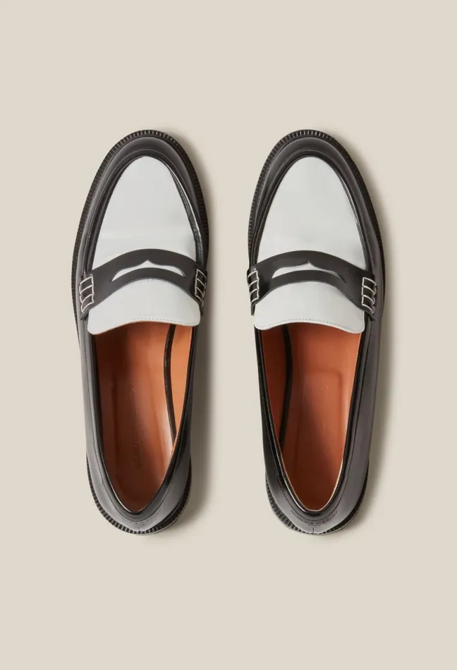 Claudie Pierlot TwoTone Leather Loafers Dualcolor Women Loafers Claudie Pierlot TwoTone Leather Loafers Dualcolor Women Loafers