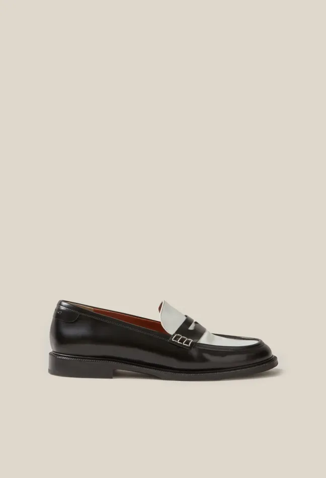 Claudie Pierlot TwoTone Leather Loafers Dualcolor Women Loafers Claudie Pierlot TwoTone Leather Loafers Dualcolor Women Loafers
