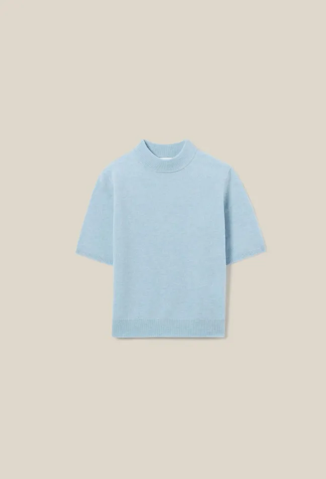 Claudie Pierlot Wool Jumper With High Neck Sky Blue Women Knitwear And Cardigans Claudie Pierlot Wool Jumper With High Neck Sky Blue Women Knitwear And Cardigans