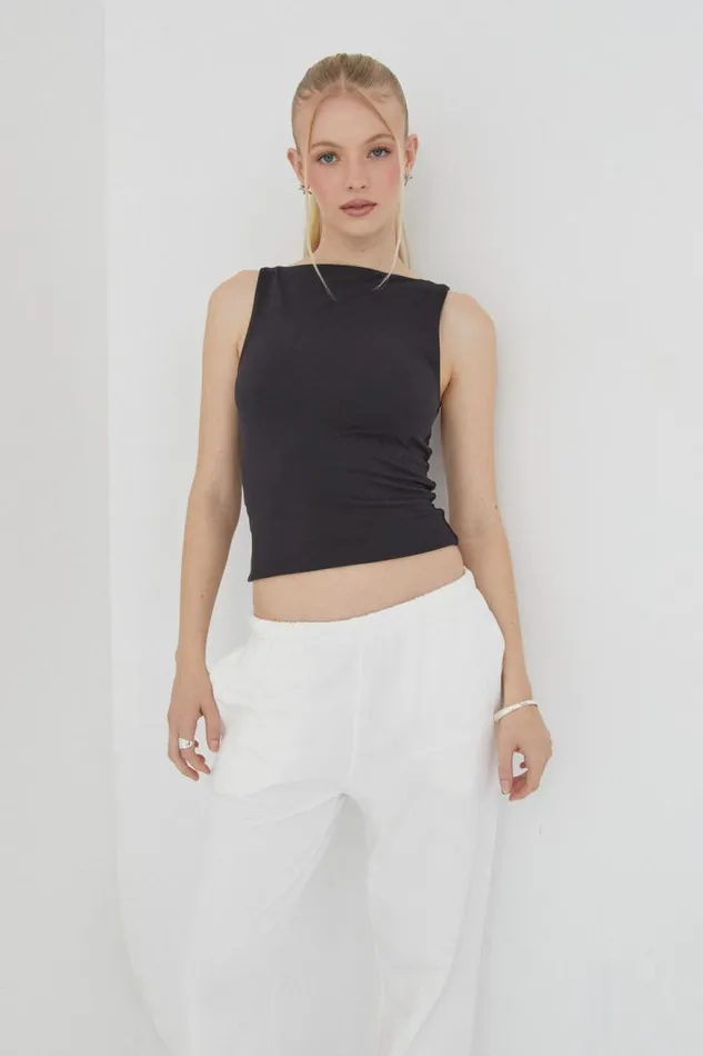 Clothing Supr Going Out Tops Soft Boat Neck Top Black