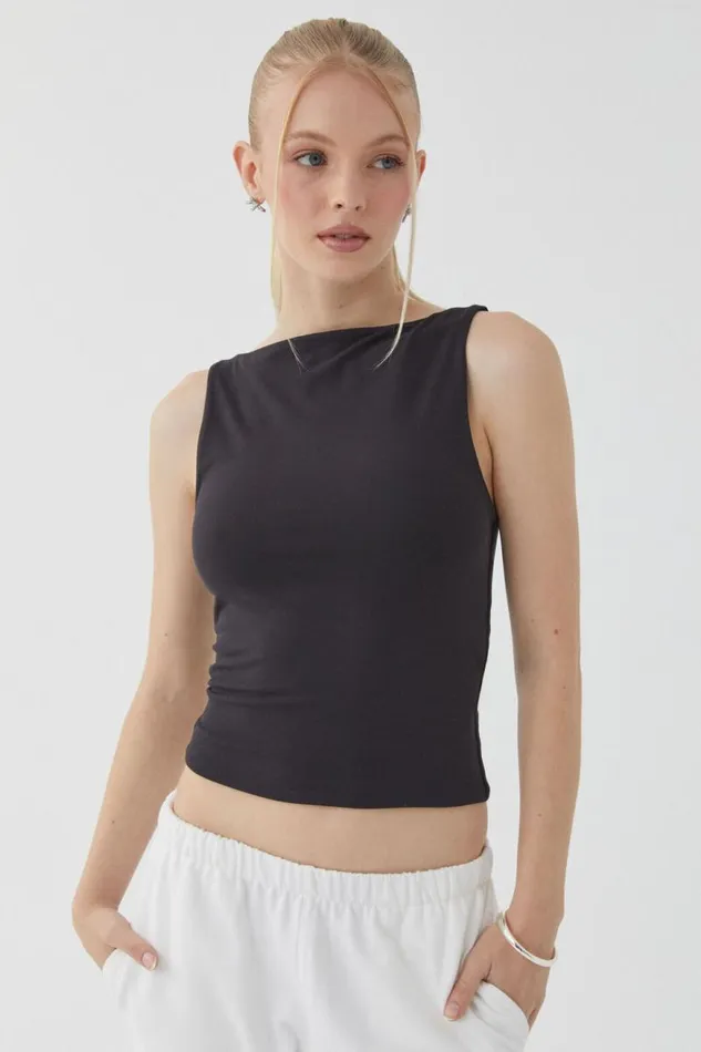 Clothing Supr Going Out Tops Soft Boat Neck Top Black
