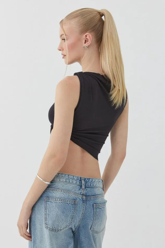 Clothing Supr Going Out Tops Soft Ruched Twist Top Black