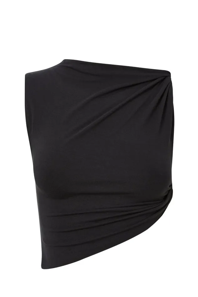 Clothing Supr Going Out Tops Soft Ruched Twist Top Black