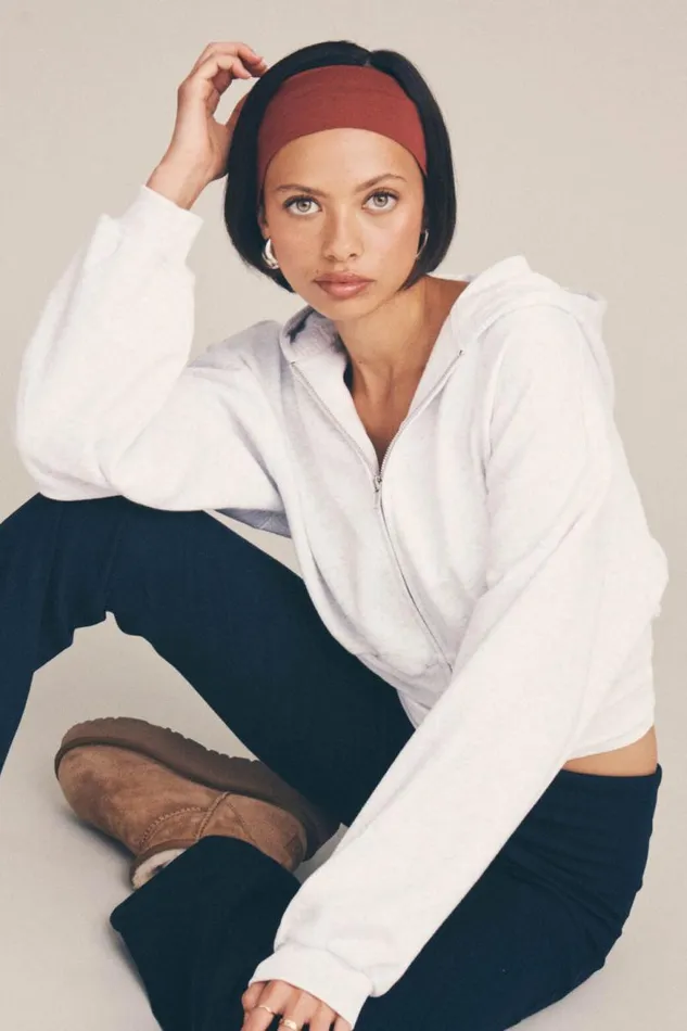Clothing Supr Hoodies and Trackies Jolie Cropped Zip Through Hoodie Cloud White