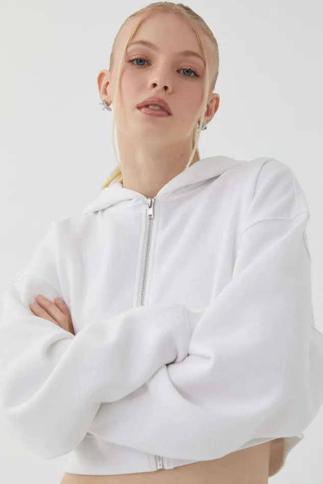 Clothing Supr Hoodies and Trackies Jolie Cropped Zip Through Hoodie Cloud White