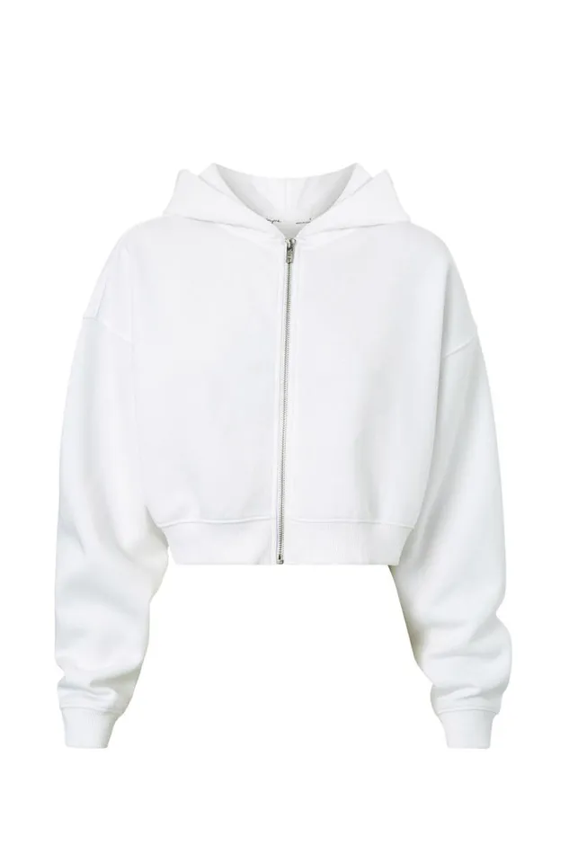 Clothing Supr Hoodies and Trackies Jolie Cropped Zip Through Hoodie Cloud White