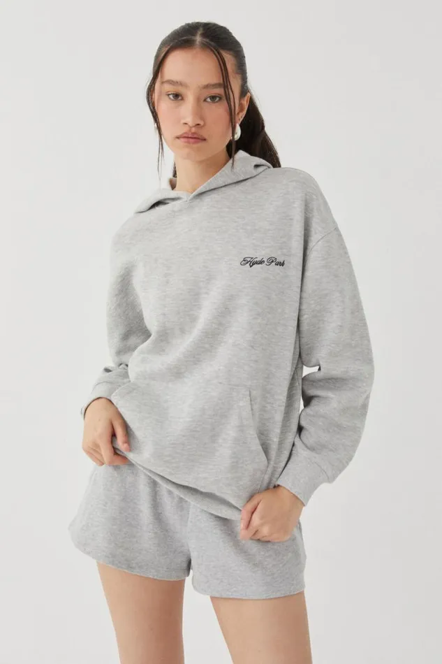 Clothing Supr Hoodies and Trackies Paige Oversized Printed Hoodie Grey Marlehyde Park