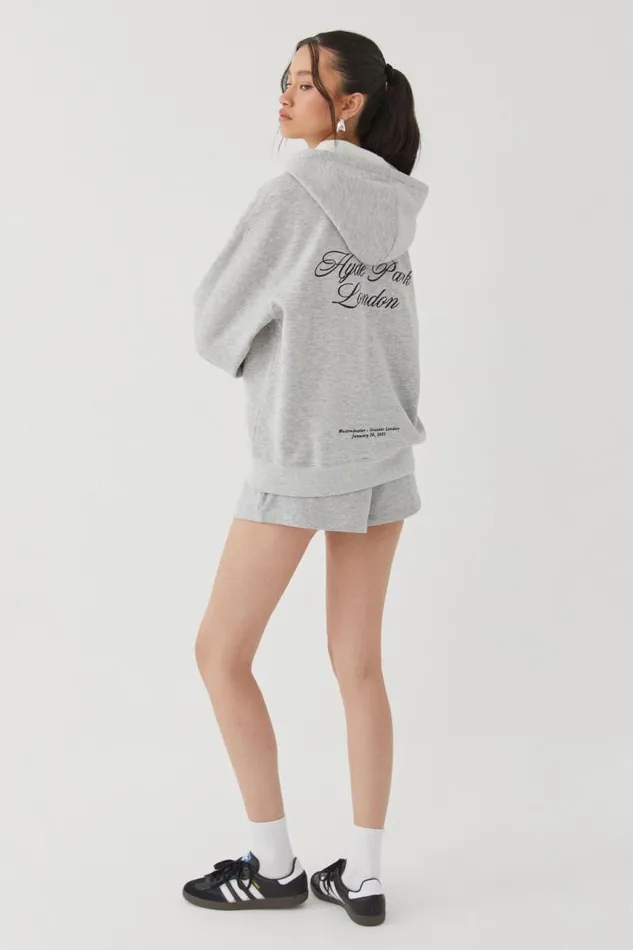 Clothing Supr Hoodies and Trackies Paige Oversized Printed Hoodie Grey Marlehyde Park