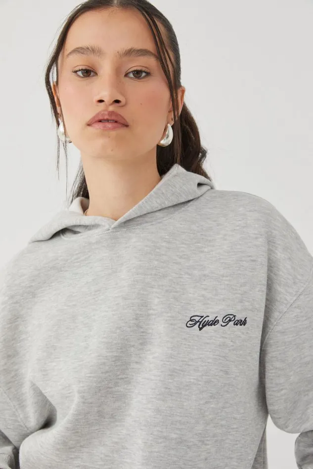 Clothing Supr Hoodies and Trackies Paige Oversized Printed Hoodie Grey Marlehyde Park
