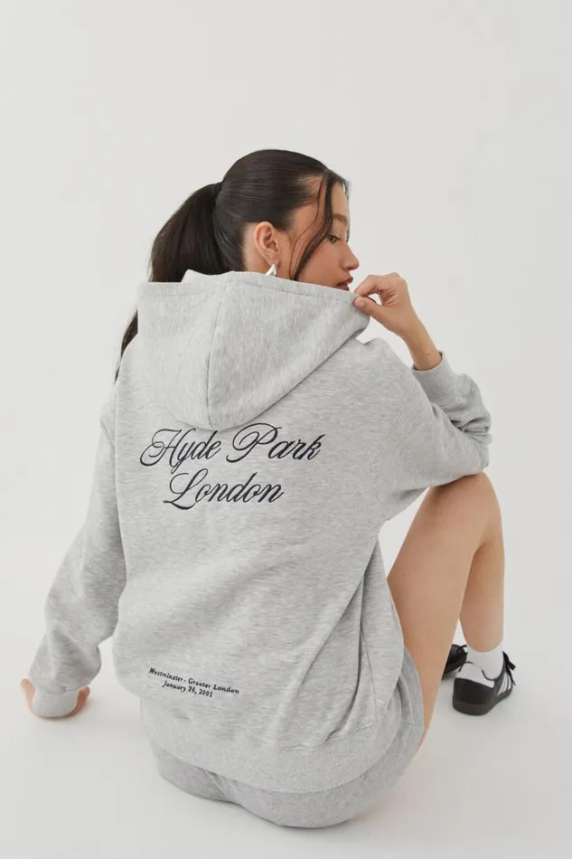Clothing Supr Hoodies and Trackies Paige Oversized Printed Hoodie Grey Marlehyde Park