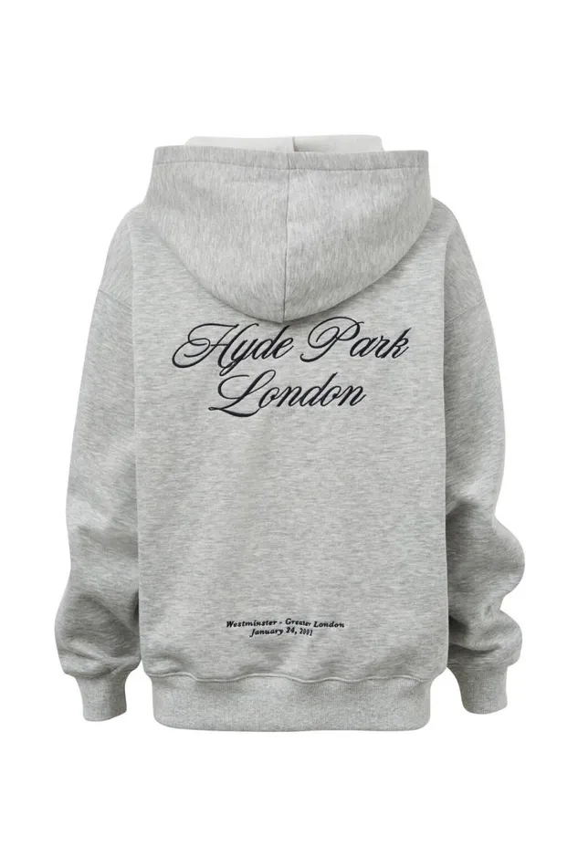 Clothing Supr Hoodies and Trackies Paige Oversized Printed Hoodie Grey Marlehyde Park
