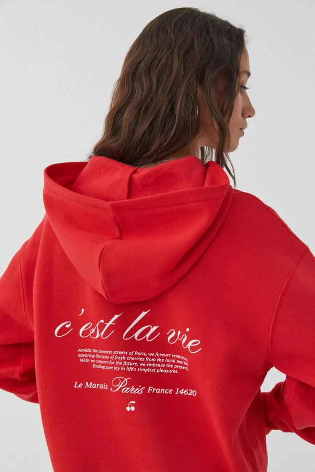 Clothing Supr Hoodies and Trackies Paige Oversized Printed Hoodie Scarlet Redcest La Vie