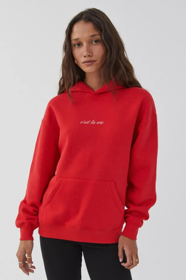 Clothing Supr Hoodies and Trackies Paige Oversized Printed Hoodie Scarlet Redcest La Vie