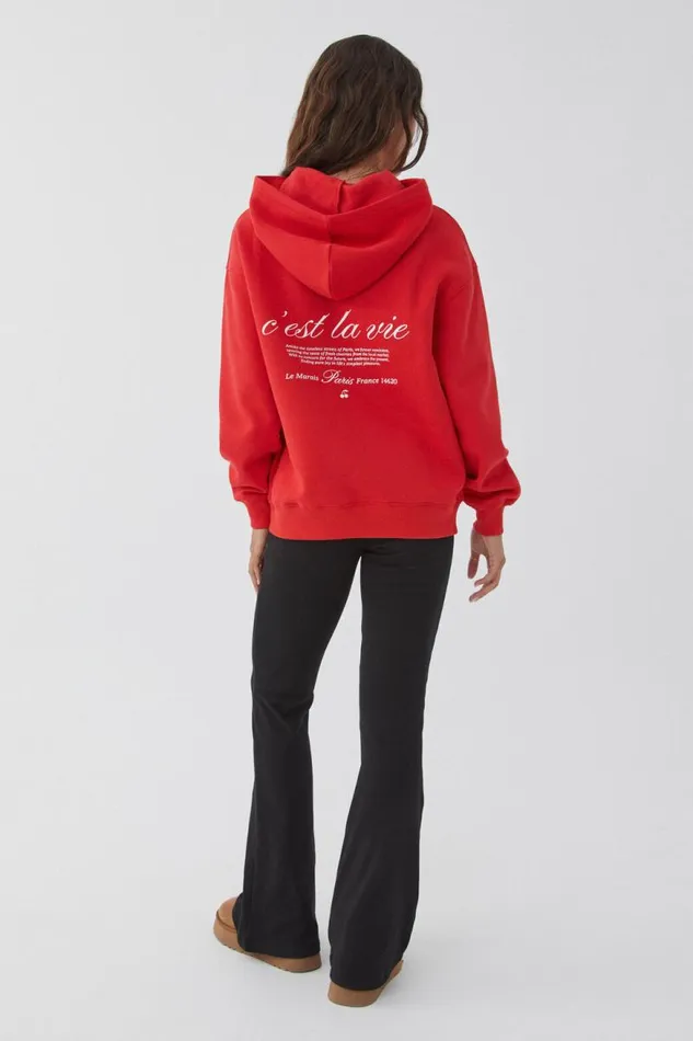 Clothing Supr Hoodies and Trackies Paige Oversized Printed Hoodie Scarlet Redcest La Vie