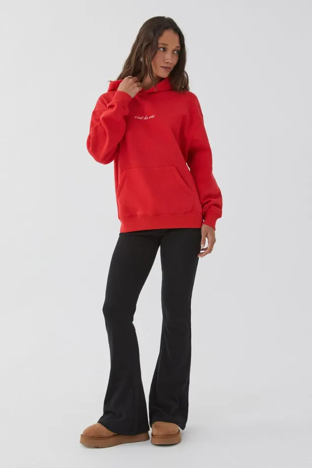 Clothing Supr Hoodies and Trackies Paige Oversized Printed Hoodie Scarlet Redcest La Vie