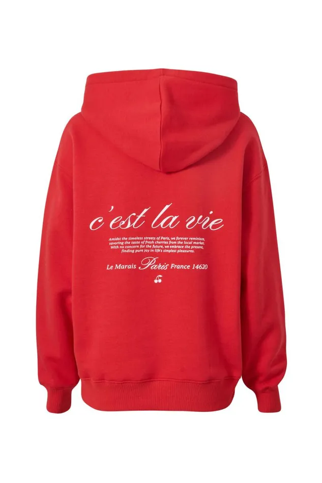 Clothing Supr Hoodies and Trackies Paige Oversized Printed Hoodie Scarlet Redcest La Vie