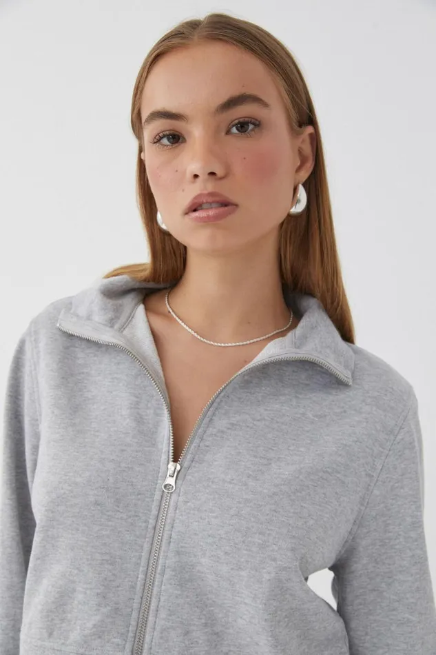 Clothing Supr Hoodies and Trackies Somer Zip Through Sweat Silver Grey Marle Clothing Supr Hoodies and Trackies Somer Zip Through Sweat Silver Grey Marle