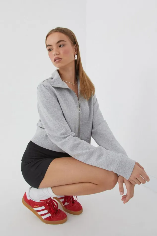 Clothing Supr Hoodies and Trackies Somer Zip Through Sweat Silver Grey Marle Clothing Supr Hoodies and Trackies Somer Zip Through Sweat Silver Grey Marle