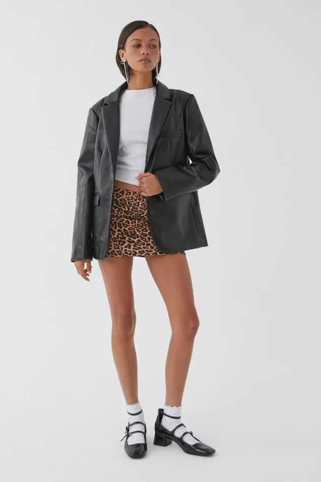 Clothing Supr Jackets and Puffers Poppy Faux Leather Blazer Black