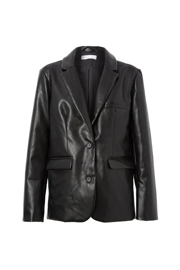Clothing Supr Jackets and Puffers Poppy Faux Leather Blazer Black