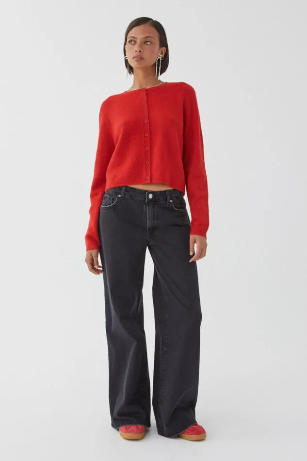 Clothing Supr Knitwear Bronte Button Through Cardi Scarlet Red
