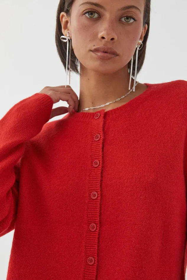 Clothing Supr Knitwear Bronte Button Through Cardi Scarlet Red