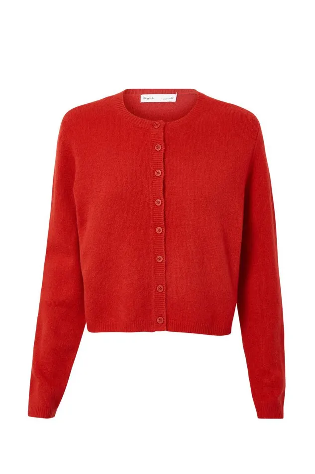 Clothing Supr Knitwear Bronte Button Through Cardi Scarlet Red